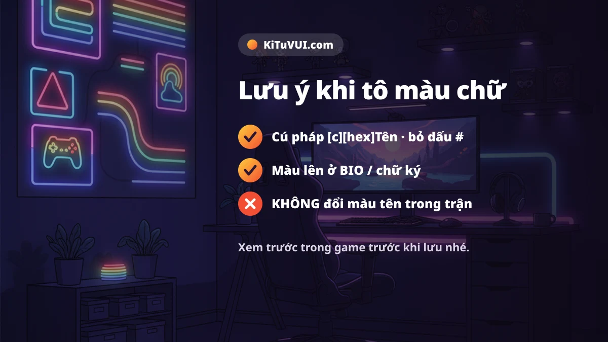 Lưu ý khi tô màu chữ BIO Free Fire