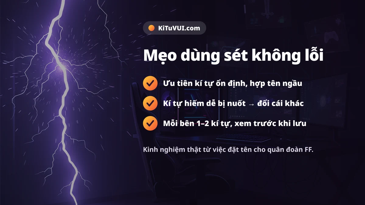 Mẹo dùng kí tự sấm sét Free Fire không lỗi font