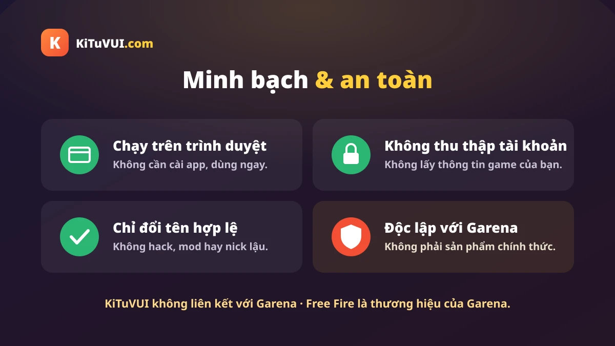 KiTuVUI minh bạch và không liên kết với Garena