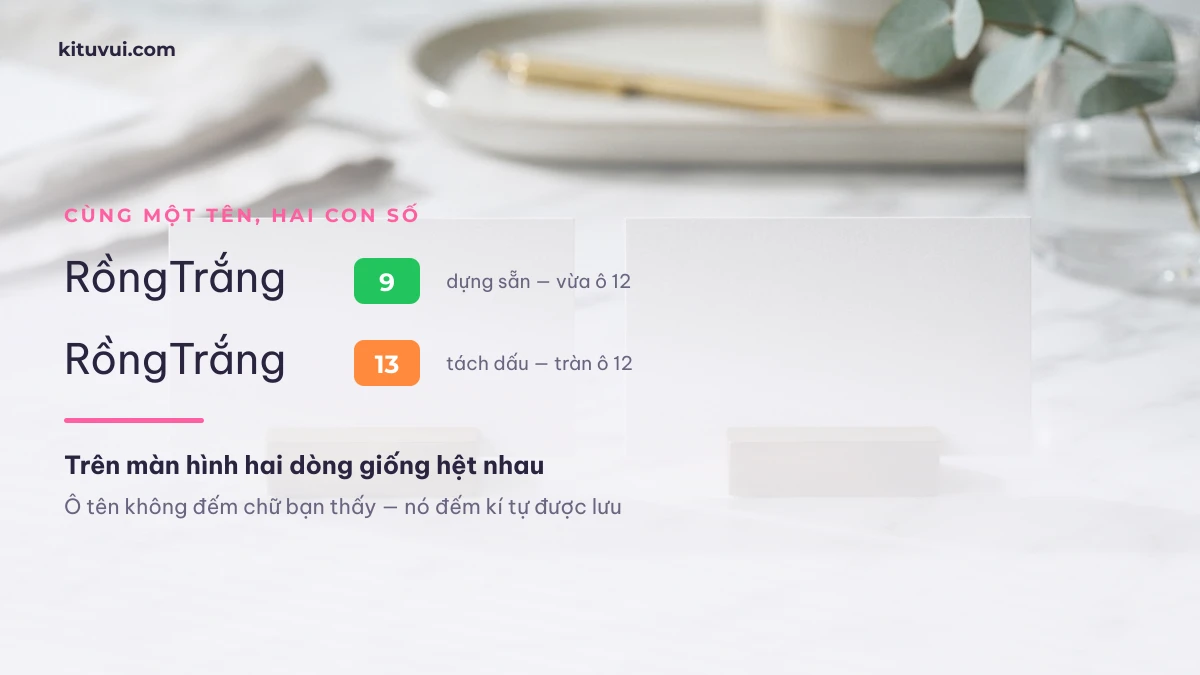Cung mot ten RongTrang duoc dem 9 ky tu hoac 13 ky tu